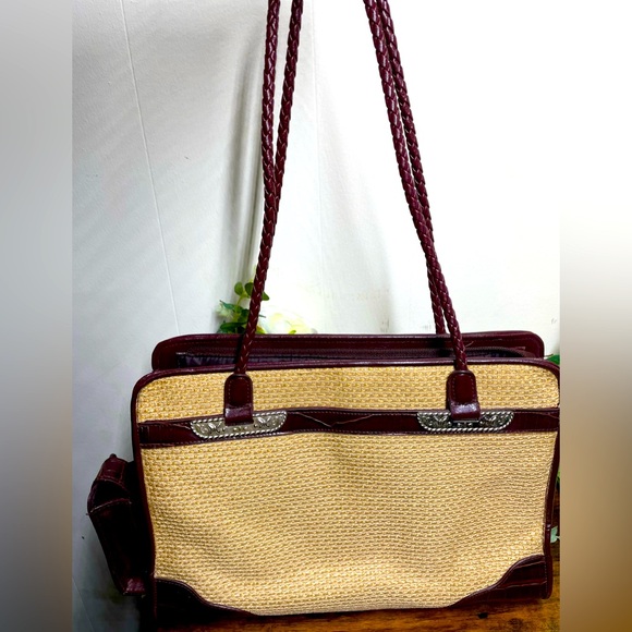 Bueno Womens Woven Shoulder Bag Studs on Bottom Braided Handles Storage Pockets - Picture 1 of 16